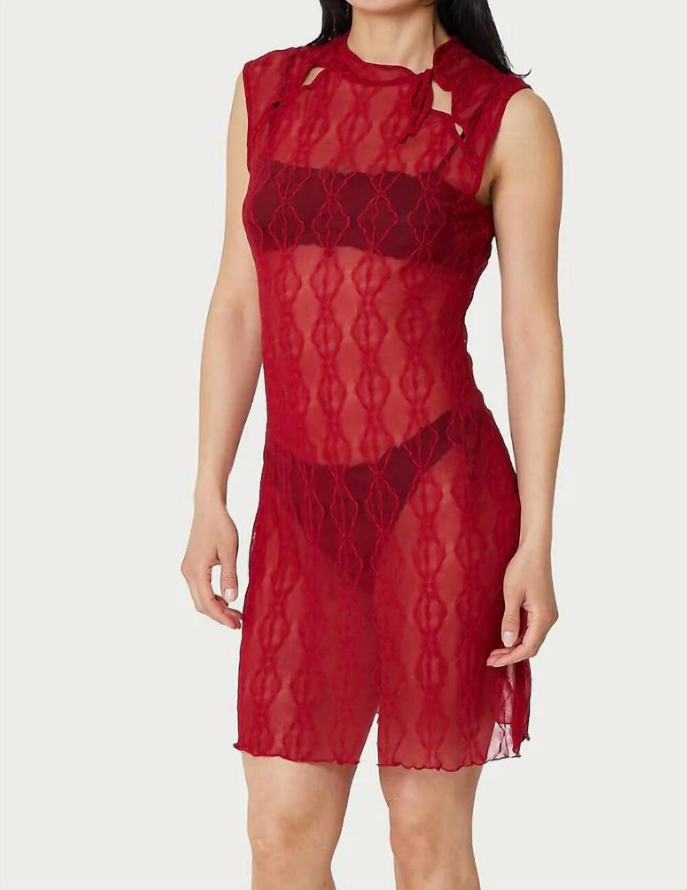 NEW FIND ME NOW women's second skin mariposa mini dress in goji berry